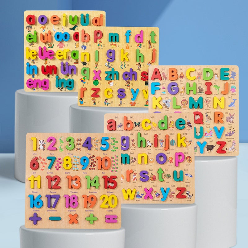 Children'S Number Of Letters Recognition Early Education Hand-Held Board Puzzle Baby Building Blocks 26 English Letters Children'S Three-Dimensional Puzzle - Image 2